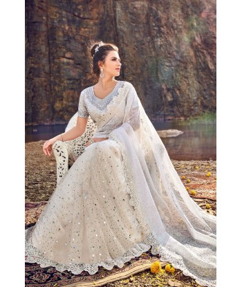 Sensationnel Sari Mariage Blanc Noorjehan de la marque