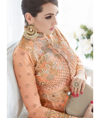 Lehenga Designer Orange Dina en ligne des produits 