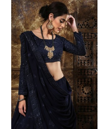 Lehenga Tendance Bleu Marine Sareega 2 - 3 jours ouvrés.