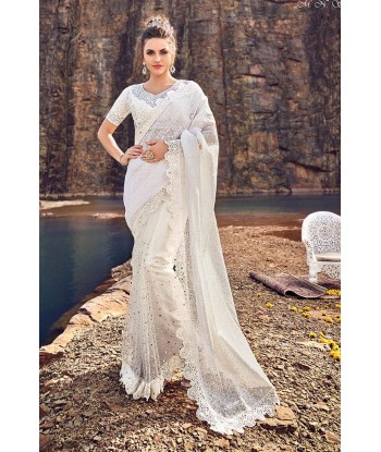 Sensationnel Sari Mariage Blanc Noorjehan de la marque