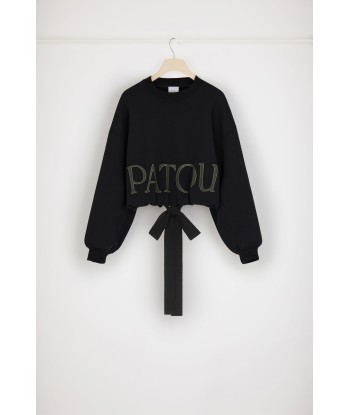 Cropped drawstring sweatshirt in organic cotton Les magasins à Paris