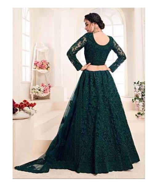 Lehenga nuptiale Vert bouteille Kawthar chez Cornerstreet bien 