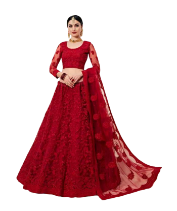 Lehenga nuptiale rouge Khadhiza sur le site 