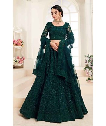 Lehenga nuptiale Vert bouteille Kawthar chez Cornerstreet bien 