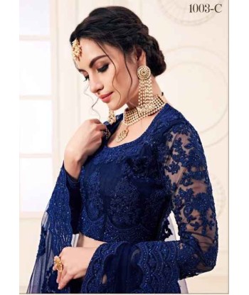 Lehenga nuptiale Bleu marine Karima les ctes