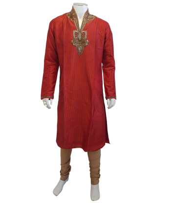 Kurta Indien Rouge Aasif - Taille 40 JUSQU'A -70%! 