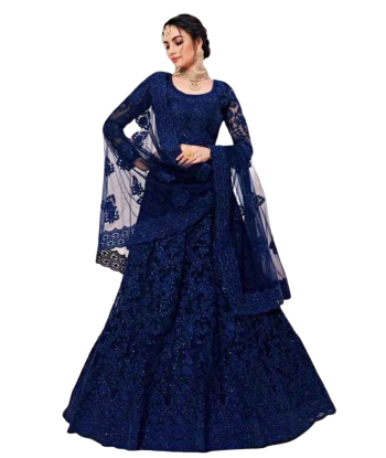 Lehenga nuptiale Bleu marine Karima les ctes