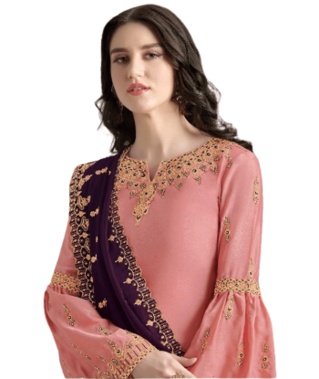 Salwar pakistanaise rose et violet Roukaya pas cher