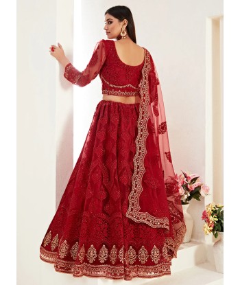 Lehenga Nuptial Rouge Athreya rembourrage situé sous