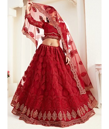 Lehenga Nuptial Rouge Athreya rembourrage situé sous