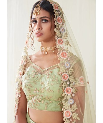 Ravissant Lehenga Vert Pastel Hinal JUSQU'A -70%! 