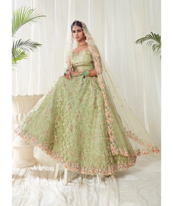 Ravissant Lehenga Vert Pastel Hinal JUSQU'A -70%! 