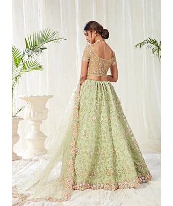 Ravissant Lehenga Vert Pastel Hinal JUSQU'A -70%! 