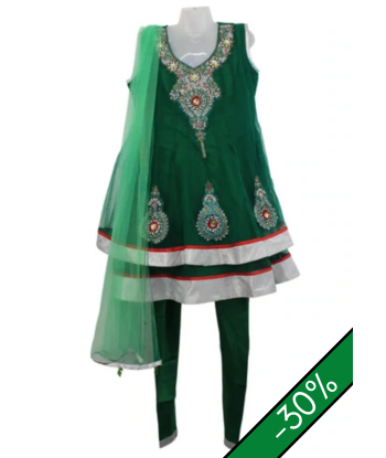 Tenue Indienne fille vert Monika - 10/11 ans soldes