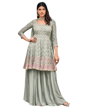 Stylish salwar gris Tanjila la chaussure