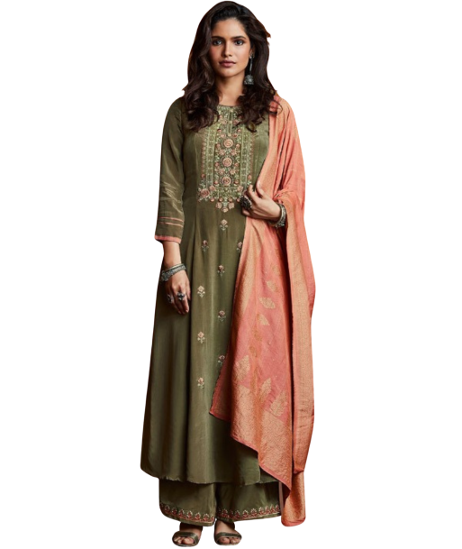 Salwar Indien vert olive Priya - Taille 40 rembourrage situé sous