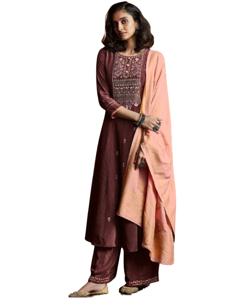 Salwar Indien bordeaux Premila - Taille 40 pas chere