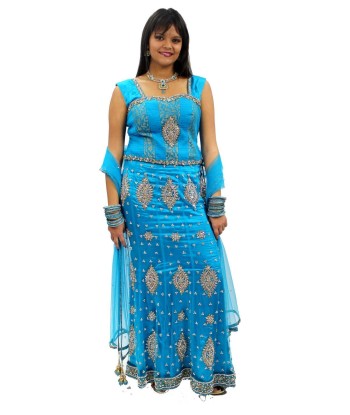 Lehenga designer bleu Saabira - Taille 42 l'achat 