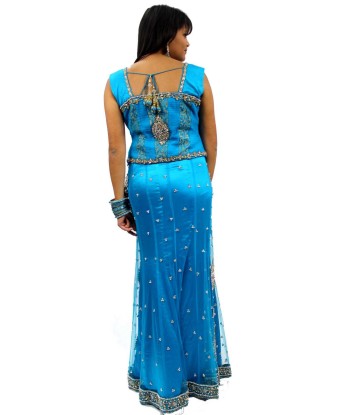 Lehenga designer bleu Saabira - Taille 42 l'achat 