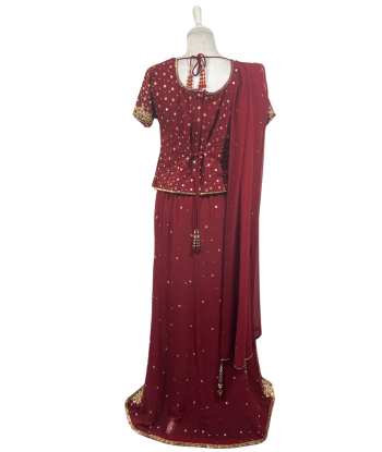 Beau lehenga bordeaux Nadiya en linge