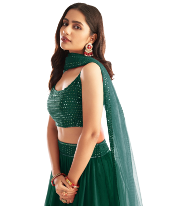 Lehenga moderne Esha vert bouteille vous aussi creer 