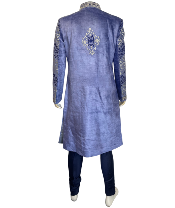 Sherwani mariage velours bleu Tarun - T42 pas cher