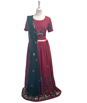 Lehenga bordeaux sequin Bhavna votre