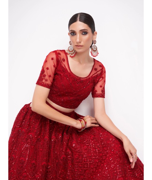 Lehenga nuptiale rouge Rozana de votre