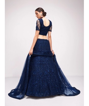 Lehenga nuptiale bleu marine Rubina en ligne