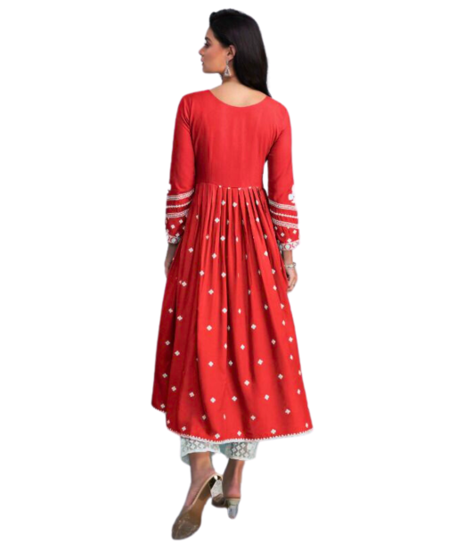 Salwar kameez rouge Hasina - Tailles 38 et 42 de pas cher