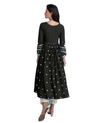 Salwar kameez noir Hasina - Tailles 38 et 42 brillant des détails fins