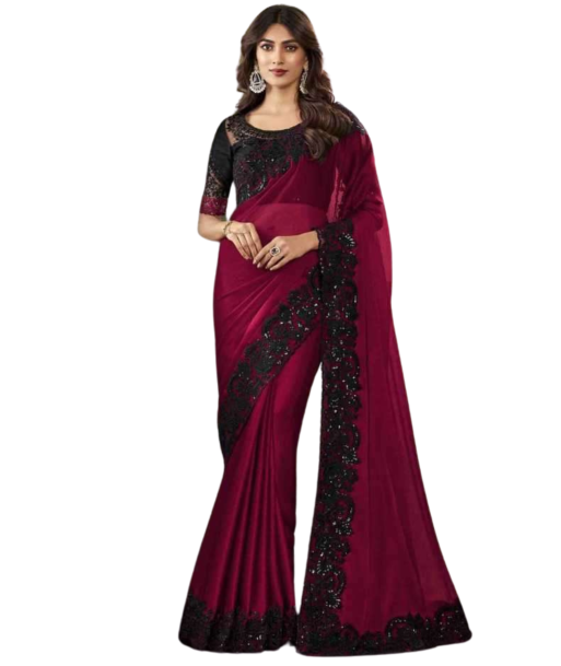 Stylish sari rouge et noir Akira les ligaments