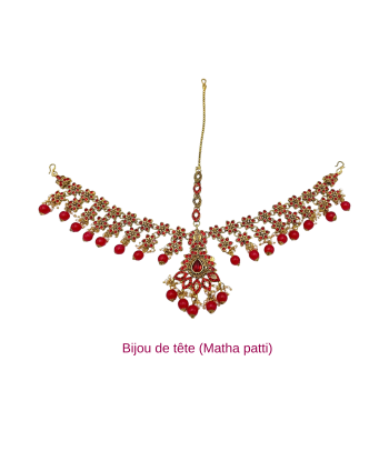 Parure Mariée rouge doré Sridevi 9 pcs de la marque