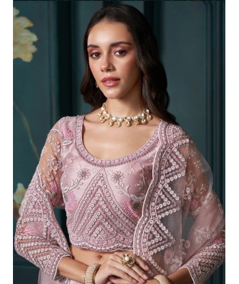 Lehenga nuptial rose mauve Nusrat de pas cher