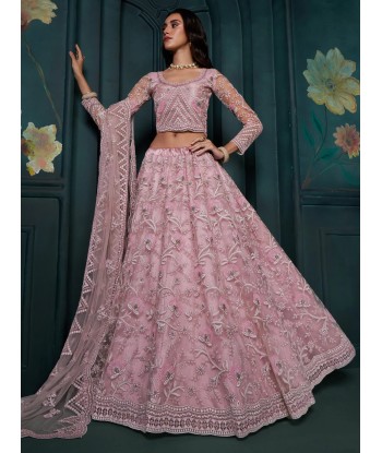 Lehenga nuptial rose mauve Nusrat de pas cher