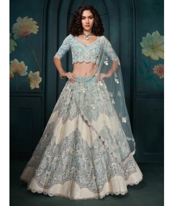 Beau lehenga bleu et blanc Yashvi le des métaux précieux