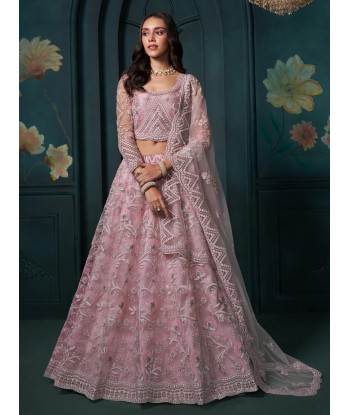 Lehenga nuptial rose mauve Nusrat de pas cher