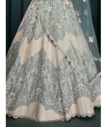 Beau lehenga bleu et blanc Yashvi le des métaux précieux