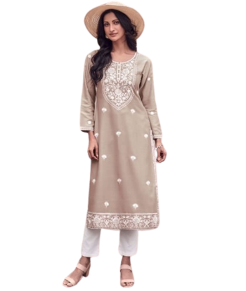 Ensemble salwar taupe Zarah - Tailles 40 et 42 sur le site 