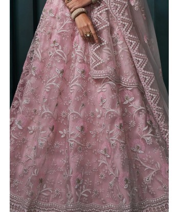 Lehenga nuptial rose mauve Nusrat de pas cher