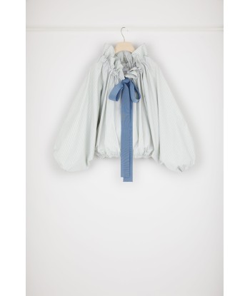 Drawstring puff sleeve top in organic cotton destockage