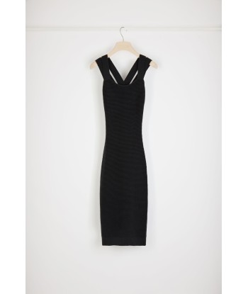 Cross back knit midi dress in virgin wool prix