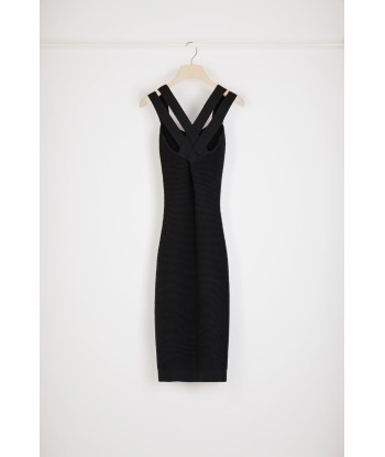 Cross back knit midi dress in virgin wool prix