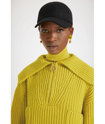 Zip-up collar rib knit jumper in Merino wool Dans la société mordern