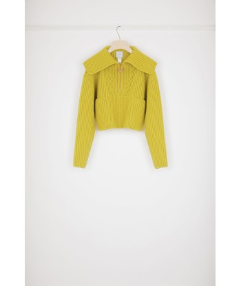 Zip-up collar rib knit jumper in Merino wool Dans la société mordern