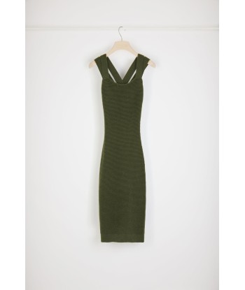 Cross back knit midi dress in virgin wool français