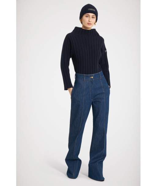 Tailored flared trousers in organic denim en linge