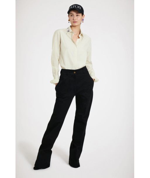 Tailored flared trousers in organic denim Découvrez la collection