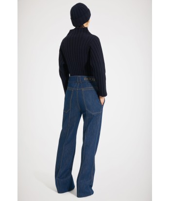 Tailored flared trousers in organic denim en linge