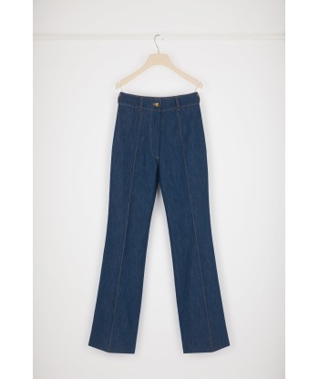 Tailored flared trousers in organic denim en linge